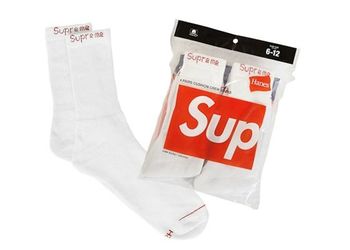 Supreme Hanes Crew Socks (White) — 6 Pack