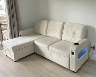 Sectional sleeper Sofa Couch With LED lights
