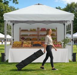 Pop Up Canopy Tent with Sidewalls, 10x10ft 10 Person Party Tent One Push Setup, Portable Gazebo Outdoor Sun Shade for Events, Parties, Camping, Commer