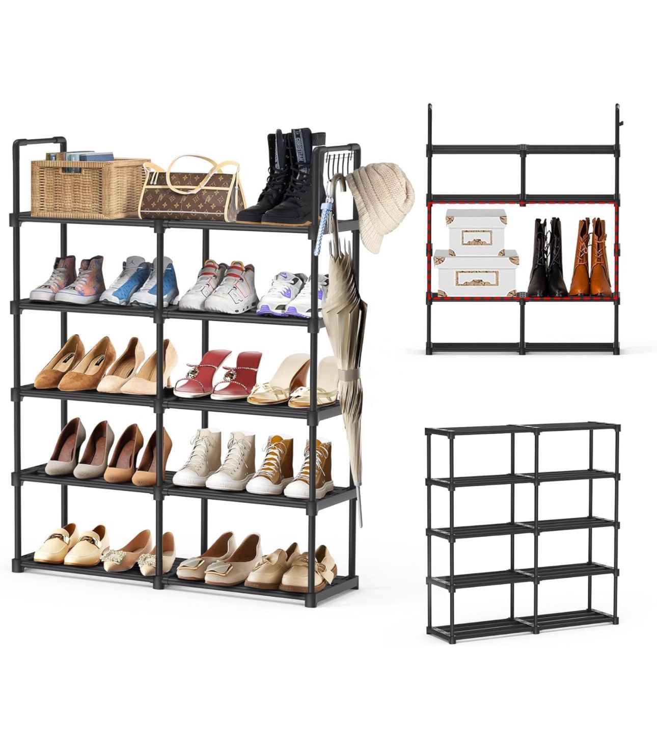 Shoe Rack, 5-Tier Versatile Shoe Organizer for Closets, Front Door, and Entryway, Shoe Holder up to 25 Pairs, Perfect for Any Home & Garage Storage Ne