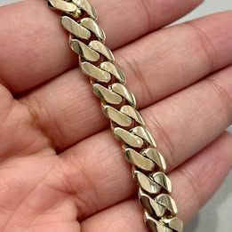 35.8gms 10Kt Yellow Gold Solid Flat Miami Cuban Bracelet