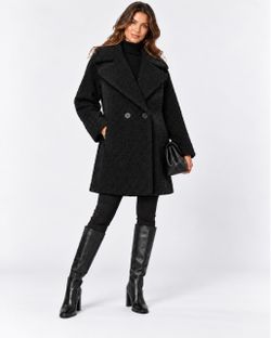 NVLT Black Bouclé Double-Breasted Coat Size M