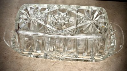 vintage Anchor Hocking Star of David butter dish. 