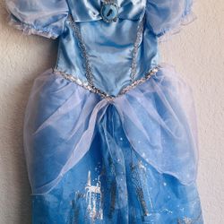 Disney Collection Princess Cinderella Roleplay Costume Girls Size 4 + SHOES + CROWN