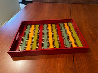 Colorful Unique wood serving tray 16x21 inches World Market