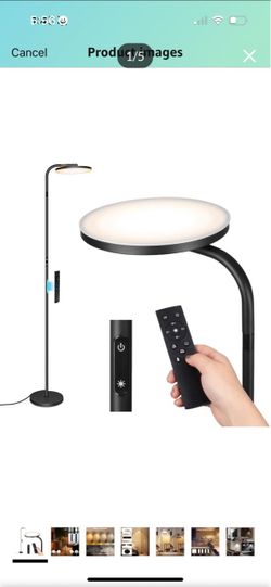 LED Floor Lamp, 36W Super Bright Standing Light, Modern Stepless Dimmable Torchiere Tall Lamp with Remote Control, 350°Rotating Head Reading Floor Lam