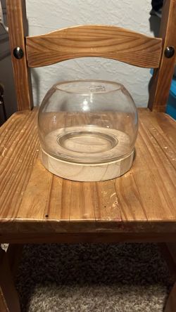 Glass Bowl With Wooden Base