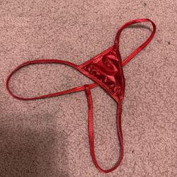New Large Red Metallic Panty Thong Lingerie Raver 