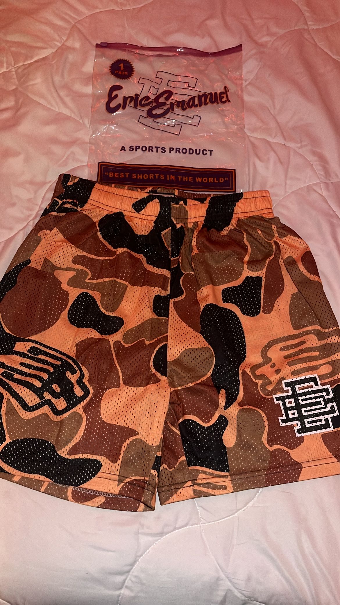Eric Emanuel Brown n Black EE basic shorts 