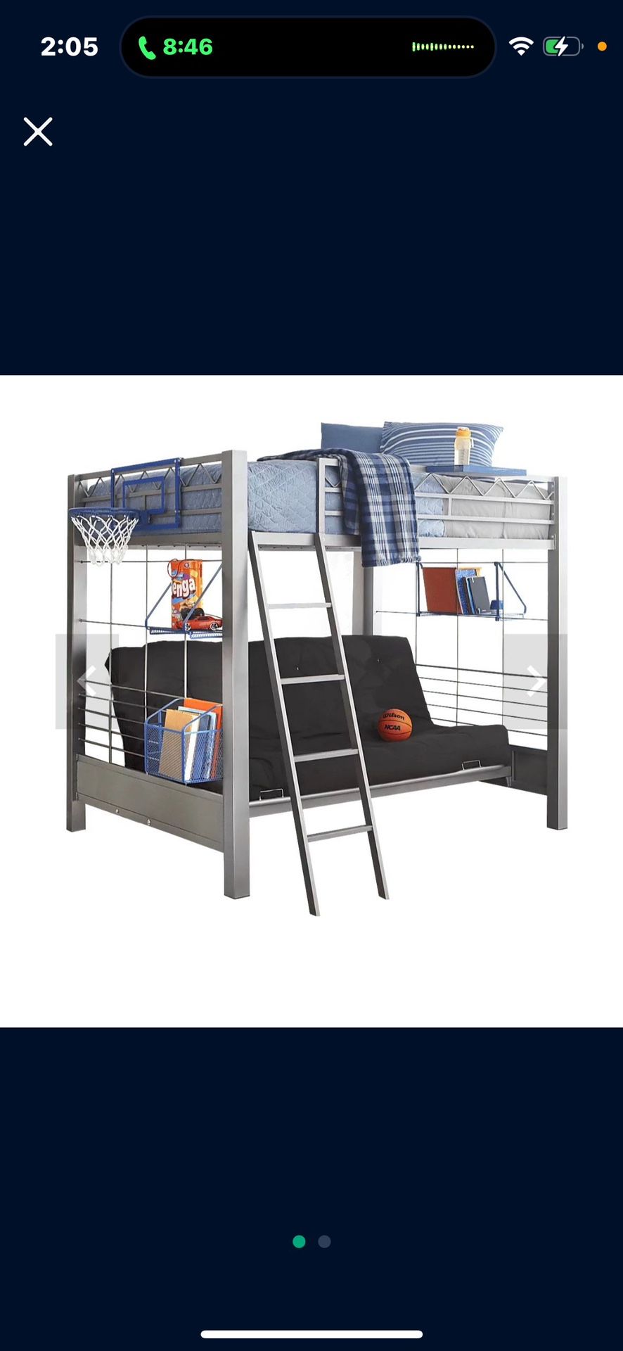 Bunkbed Build-a-Bunk Gray Full/Futon Loft Bed 