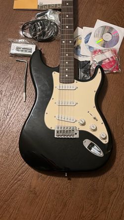 Black Stratocaster-Style Electric Guitar