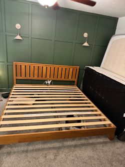 King Wood Platform Bed Frame with Headboard