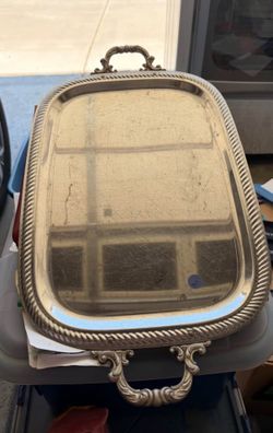 Vintage Silver Serving Tray with Handles
