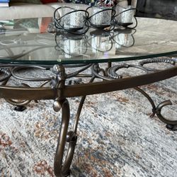Iron and glass Coffee table and End Table