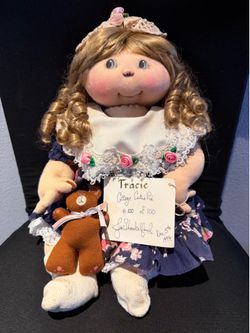 Jan Shackelford “Tracie” Cottage Cutie Pie #100/100 Signed 1994 Artist Doll w/ Teddy