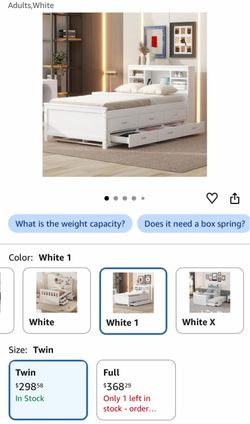 Twin Size Bed with Built-in USB Platform Bed with Trundle and Drawers