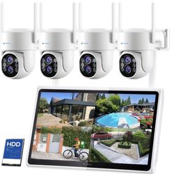 2K 10x Mixed Zoom Wireless Security Camera System Outdoor With Monitor