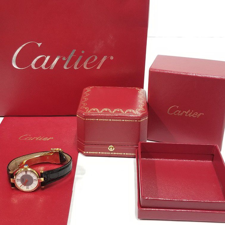 Authentic Cartier- Must De Cartier Vermeil Gold Plated Elegant 2 Tone dial watch