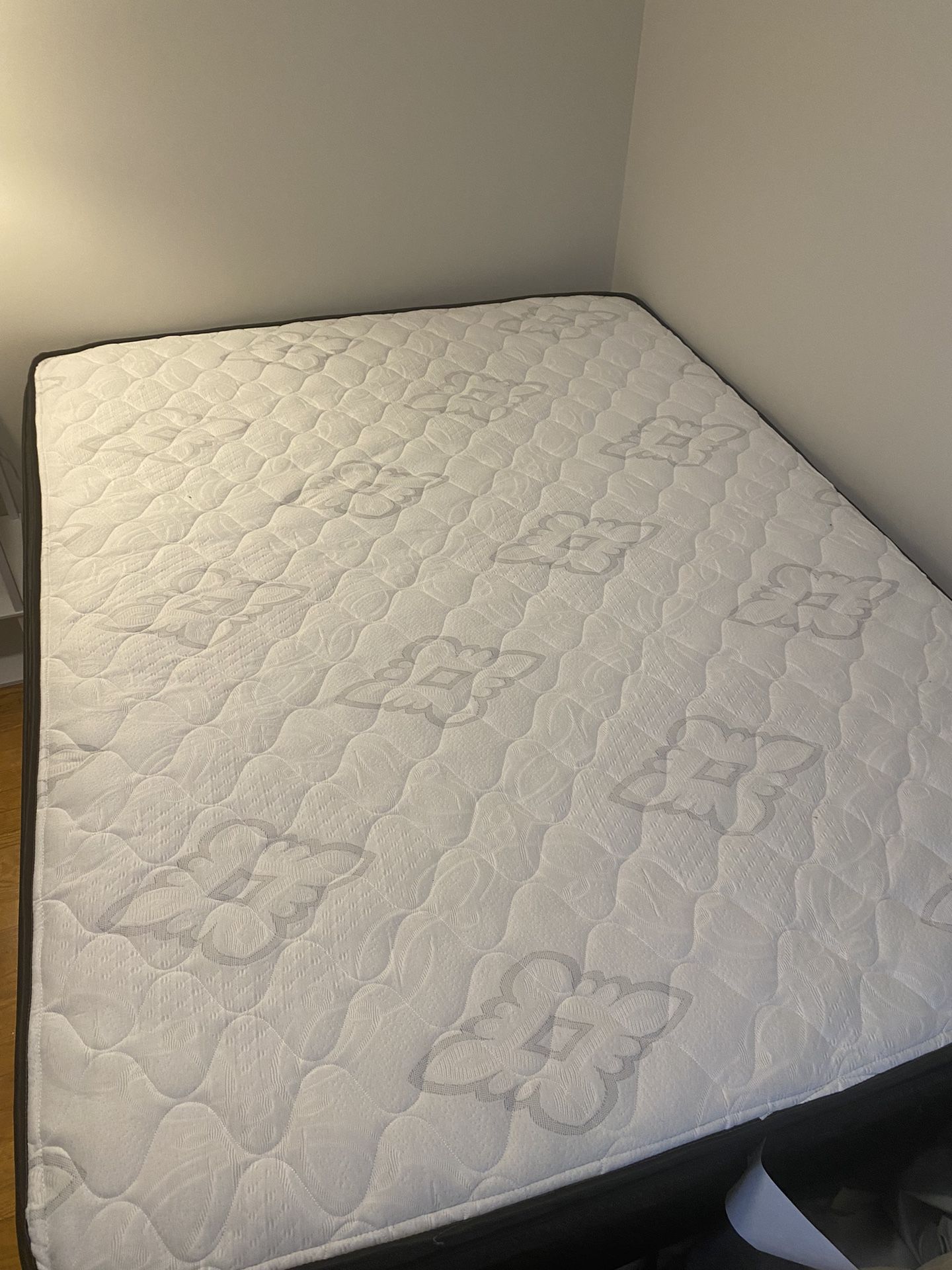 Like-New Queen Mattress with Box Spring + Frame