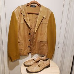 ROCKA BILLY STYLE or MID MOD SOFT! LEATHER  JACKET withpolyester