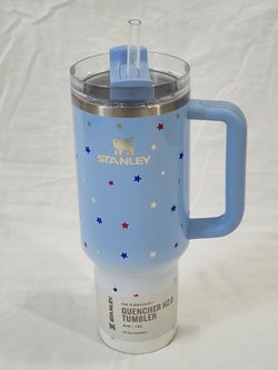 NEW Stanley Quencher H2.0 FlowState 40oz Tumbler Blue Stars Handle Straw