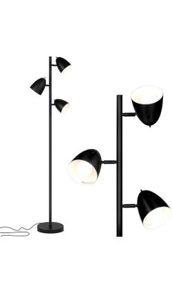 LED Standing Lamp, Modern Bright Floor Lamps with Adjustable 3 Light Tree – Classic Black