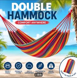 94.49 x 31.5 inches red canvas hammock, without wooden pole, portable and lightweight outdoor camping hammock, durable and breathable swing bed, suita
