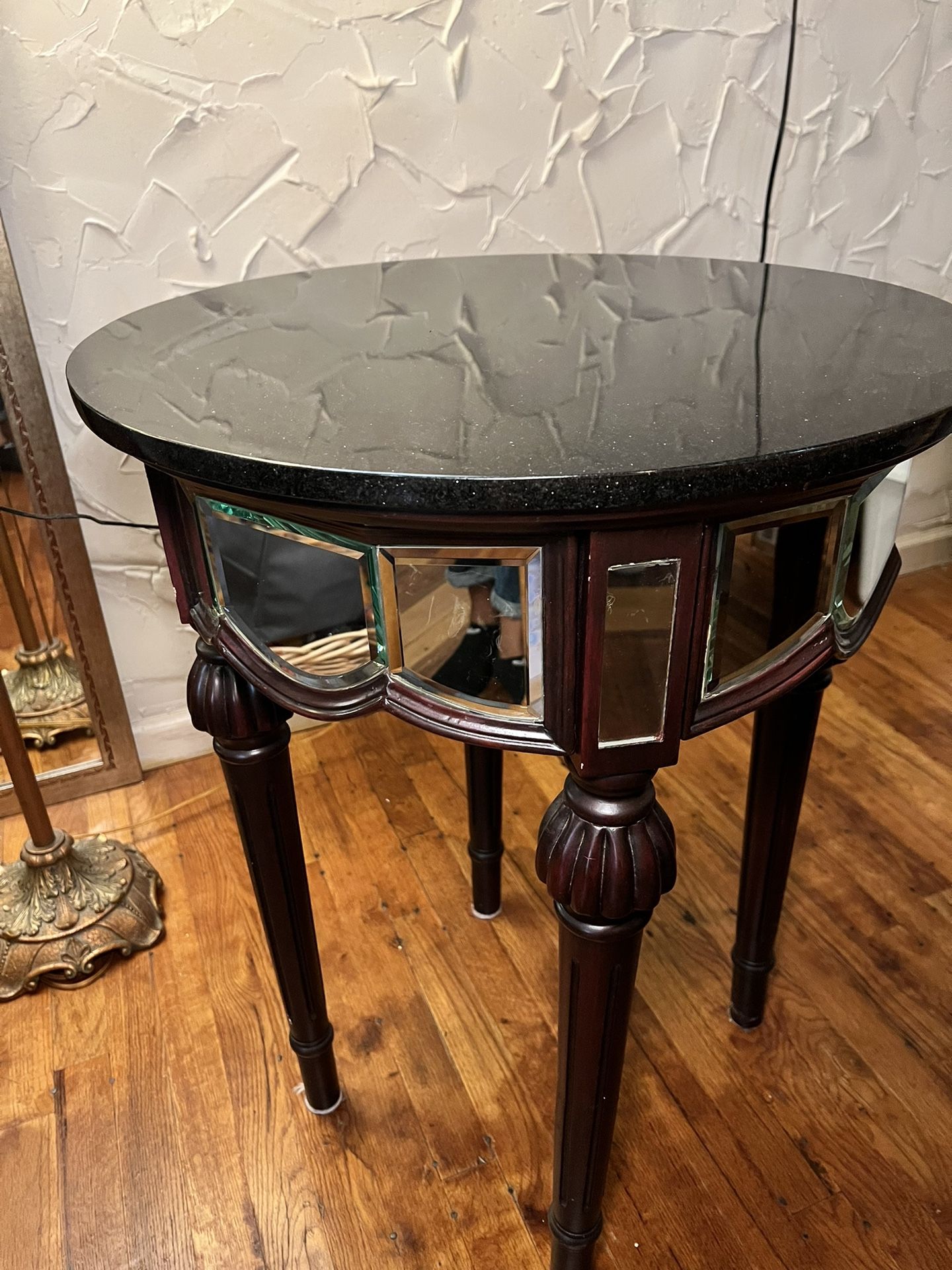 Wood Side Table With Mirror