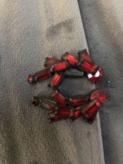 Red crystal clip on earrings