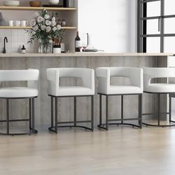 3 White Modern Bar Stool
