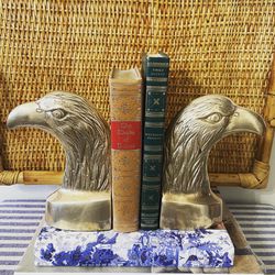 Vintage Solid Brass American Eagle Bookends - Pair