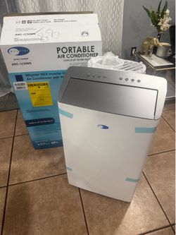 Nex 12,000 (DOE) BTU Inverter Portable Air Conditioner Cools 600 sq. ft. with Dehumidifier and Wifi Enabled in White