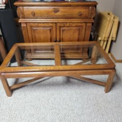 Glass  Oak Coffee Table 