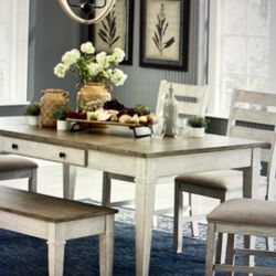 Dining Table and 4 Chairs And Bench