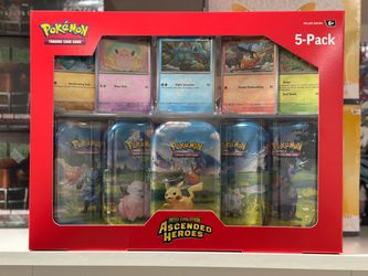 POKEMON TCG MEGA EVOLUTIONS ASCENDED HEROES 5 MINI TIN COSTCO PACK NEW SEALED 151 paldean