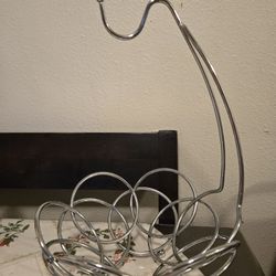 Stainless Steel Metal Wire Fruit Bowl Basket With Banana Hanger Tree Hook