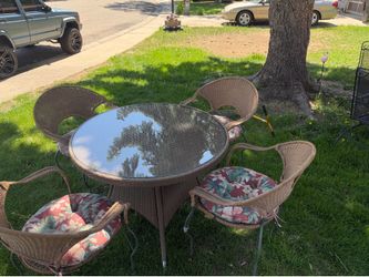 Wicker table and chairs