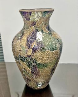 Decorative Mosaic Glass Vase – 13” Tall