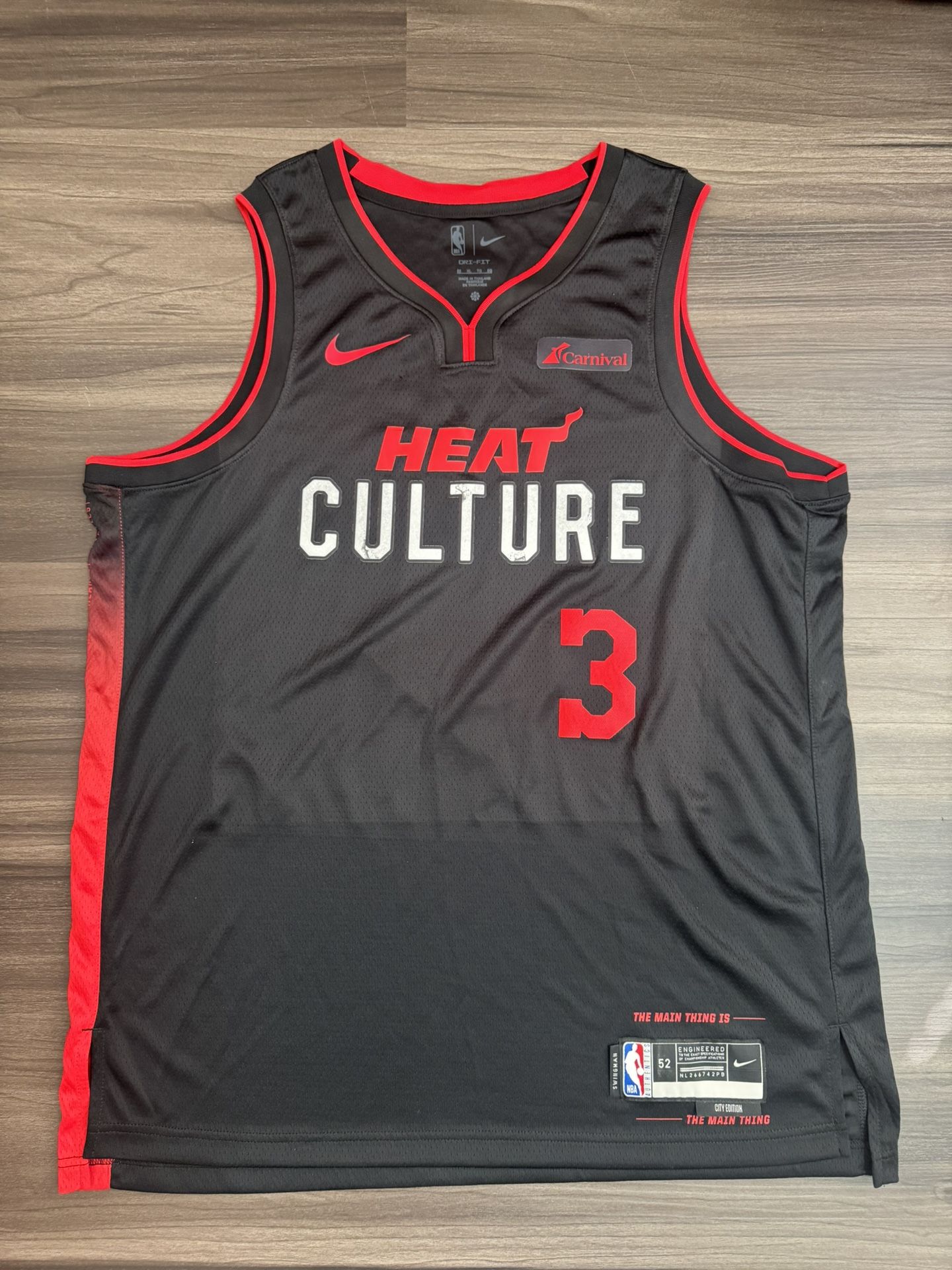 Nike Miami Heat Dwayne Wade #3 NBA 2023/24 City Edition Culture Jersey Sz 52 XL