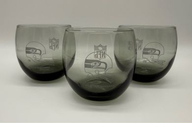 Vintage Seattle Seahawks Smoked 8oz Roly Poly Glasses