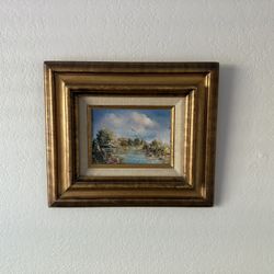 Vintage Gold Framed Painting on Canvas 