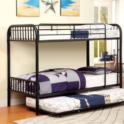 Black Twin/Twin Bunk Bed (Trundle not Included)(Mattress is not Included) ✳️SALE $399✳️ (Delivery and Assembly $90) 👍FREE FINANCING AVAILABLE 
