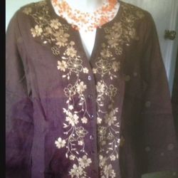 NEW Small And Medium Linen Brown/Gold Shirts SALE. $8 Each 🍀