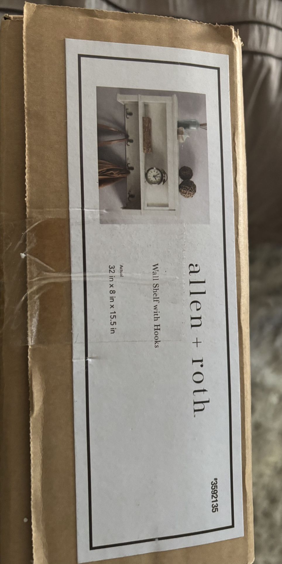 Allen + Roth Wall Shelf With Hooks White Finish