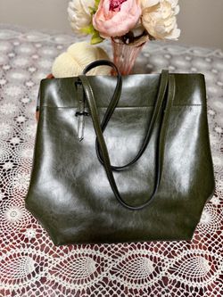 Kattee Genuine Leather Tote Bag Green
