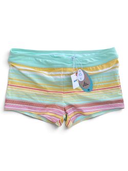Brand New with Tags NWT prAna Raya Boyshort Bikini Bottoms Striped Swim Shorts Women's Medium Full