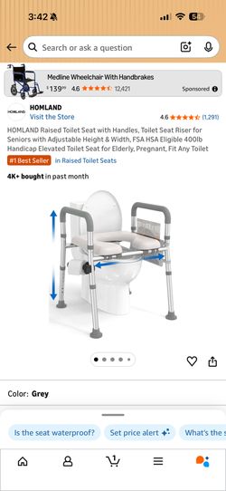 HOMLAND Raised Toilet Seat with Handles