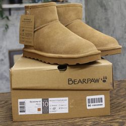 Nwt Bearpaw Suede Wool-lined Ankle Boots Hickory Brown 10m