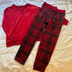 Nautica red/black plaid soft velour pajama set women size Med NWOT