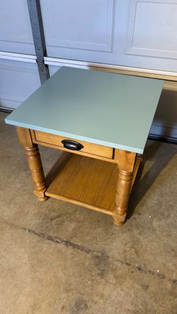 Magnussen Solid Wood End Table / Side Table – Sage Green Top